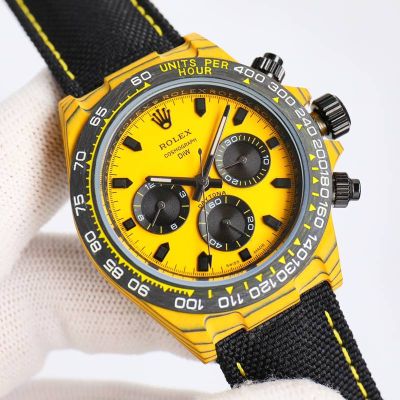 ROLEX Daytona  40*12.4MM Carbon Fiber Case Yellow Chronograph Watch
